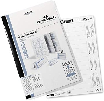 Durable Einsteckschilder Badgemaker, 17 x 67 mm, 600 Schilder, weiß, 146102