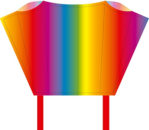HQ Design - Sleddy, Kinderdrachen Flugdrachen Drachen zum steigen Lassen, wenig Wind ab 5 Jahren, 50x76cm+1.9m Drachenschwanz, inkl. 17kp Polyesterschnur 40m auf Spule, 2-6 Bft (Rainbow)