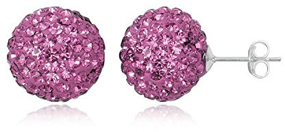 14MM WOMENS Sparkly Disco Ball Sterling Silver Stud Earrings