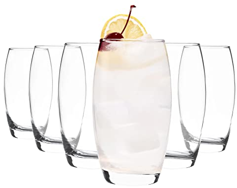 LAV 6X Clear 510ml Empire Highball Glasses - Tall Hi Ball Glass Water Gin Juice Cocktail Drinking Glassware Tumblers Set