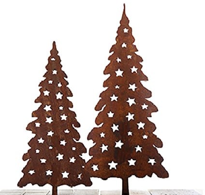 Saremo 1x Weihnachtsbaum Jul auf Stab 80cm Gartenstecker Rost Deko Edel Edelrost