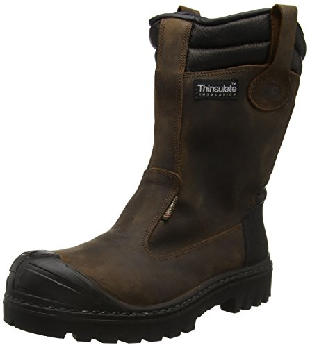 COFRA Baranof S3 - Stivali in pelle marrone Rigger Thinsulate con intersuola per la sicurezza sul cantiere