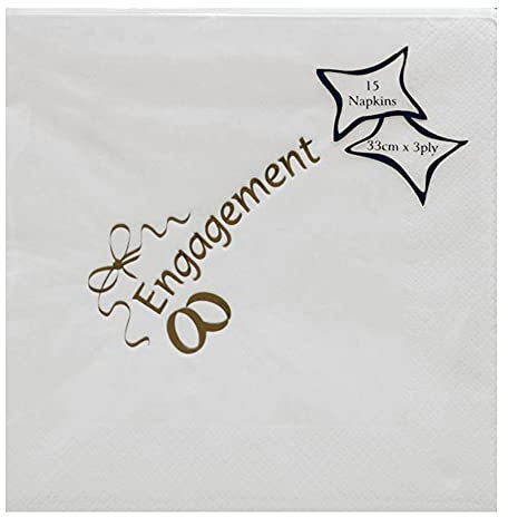 NPK Engagement Design Foil Printed Napkins (Pack Of 15) (One Size) (White)