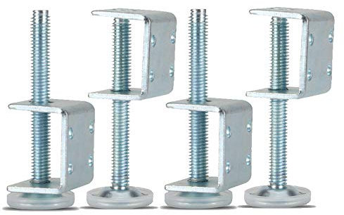 Gasea 4 Packs Heavy Duty Adjustable U Brackets Baseboard with Levelling Feet, U Furniture Leg Levelers, M10 Threaded Feet with Mounts Mounting Brackets