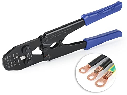iCrimp - Herramienta de crimpado de cable de batería para lengüeta de barril abierto, terminales de batería OEM sin plomo, crimpadora tipo B para AWG 13-3