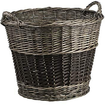 e-wicker24 Alles aus Weide Wicker Fireplace Basket Wicker Log Basket for Fireplace Wood with Carry Handles