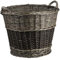e-wicker24 Alles aus Weide Vollweidener Kaminkorb, Kaminkorb aus Weide, Weidenkorb für Kaminholz, Kaminkorb mit Tragegriffen Holzkorb (Dunkel)