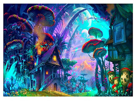 FANSU 3D Tapisserie Wandbehang Polyester Wandtuch Wandteppiche Waschbar Wandkunst Tapestry Bunte Hippie-Tapisserie für Schlafzimmer Wohnzimmer Schlafsaal Room Dekor (150x200cm,Pilz)