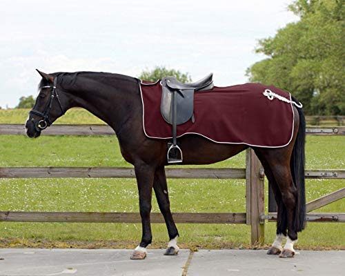 QHP Nierendecke Fleece-Ausreitdecke Ornament Fleecedecke Sattelausschnitt hinten mit Ornament in Silber ((S, Bordeaux)