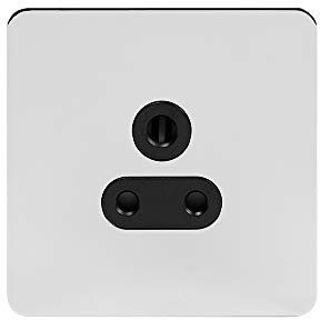 Soho Lighting Polished Chrome Flat Plate 5 Amp Unswitched Plug Socket Black Insert Screwless