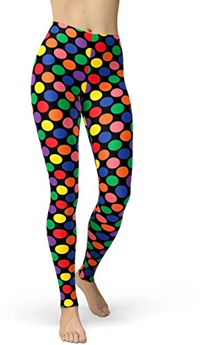 sissycos Neon Leggins Damen 80er Strip Dot Leggings S-L Bunte Dots