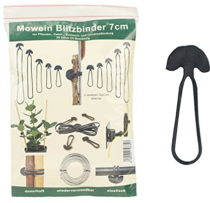 Mowein 50 Blitzbinder 7cm - Pflanzenbinder für Gartenbau und Haushalt | Kabelbinder | Schlauchbinder | Universalbindung aus Gummi | 50 Stück | UV-beständig und elastisch | wiederverschließbar