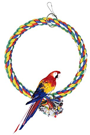 Andiker Columpios de Aves, Columpios de Cuerda de algodón, Puntos de Aterrizaje, Juguetes de Loros para Reducir el aburrimiento de los Loros, Aves, pequeños (18 cm)