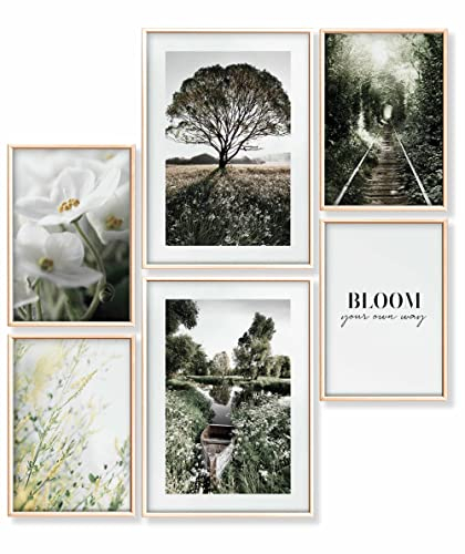 Heimlich® Premium Poster Set OHNE Bilderrahmen | 2 x DIN A3 & 4 x DIN A4 - ca. 30x42 & 21x30 | Stilvolle Poster Collagen mit passenden Bilder als Wanddeko » See Natur Grün «