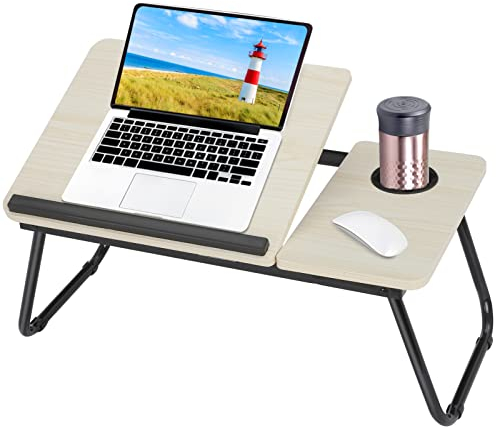 MorNon Plateau de lit pliable en alliage d'aluminium avec plateau de lit réglable en hauteur pour la lecture et le bureau (blanc)