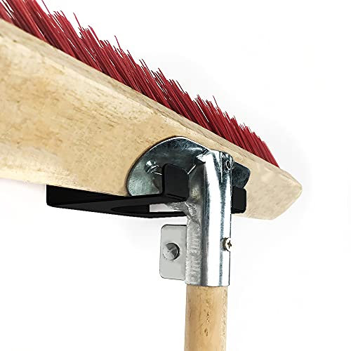 MegaMaxx DIY Tool Wall Holder Hooks for Brush Mop and Broom Rack - Wall Mounted Hanger Racking Storage Bracket Unit for Workshop, Warehouse, Shed, Garage (Black)