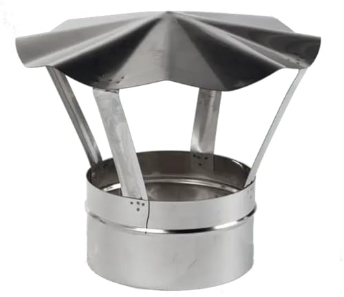 Prostko Stainless Steel Chimney Cowl - Rain Cover Protector Stove Cap Top Burner Pipe Pot. (150mm / 5.91''), Silver