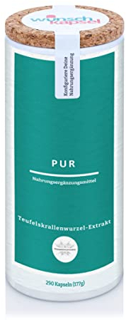 Teufelskrallenwurzel-Extrakt Pur (Harpagophytum procumbens), 800 mg täglich, mind. 20 mg Harpagosid. 290 vegane Kapseln aus der deutschen Wunschkapsel-Manufaktur