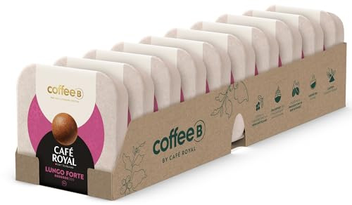 CoffeeB by Café Royal Lungo Forte 10x9 Kaffee Balls – Speziell für die Verwendung der CoffeeB-Kaffeemaschine – Rainforest Alliance – 100% Kompostierbar