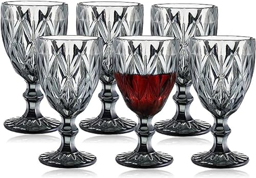 Weingläser 6er Set Kristall Weinglas 300ml Rot Weiß Kelche Stielglas Set Vintage Rotweingläser Weihnachten Kelch Set Highballgläser Cocktailgläser für Party Hochzeit 283.5 g