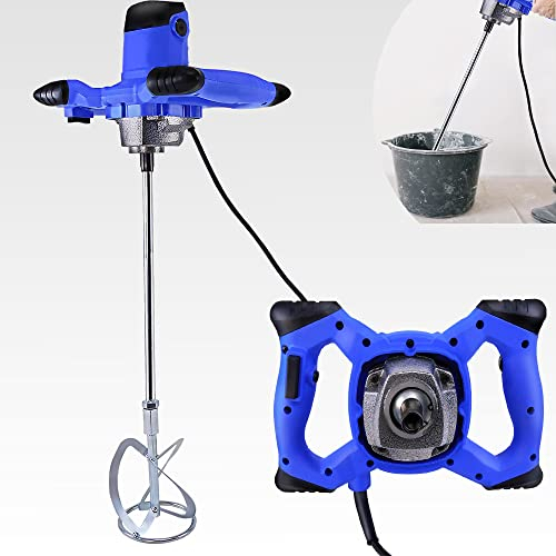 Electric Portable Paddle Mixer Concrete Mixer,Handheld Tool with 6 Adjustable Speeds,Mortar Cement Mixer with M14 Mixing Paddle for Plaster Paint Mortar Glue Concrete Mixing,1700 U/min Speed