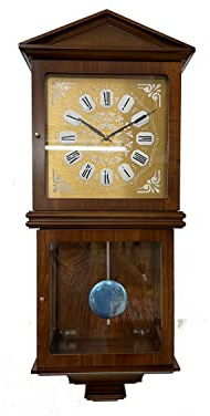 Pendel-Wanduhr, Holz und Glas, 78 cm, Quarzwerk, mit Sonerie, 3 Melodien, Klingeln ganz und viertelig