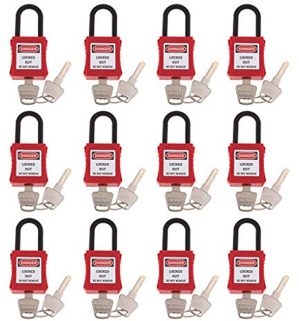 Jojomis 12 candados de seguridad con llave, PVC ingeniería de plástico rojo
