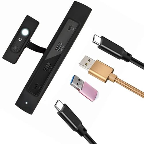 ZahoTse Für Tesla Docking Station model3/Y Central HUB Extender USB Ladeadapter Zubehör PD 27W Multi-Port Hub 4-Port Erweiterung (Dual C + Dual A) mit LED (JDWY-Schwarz)
