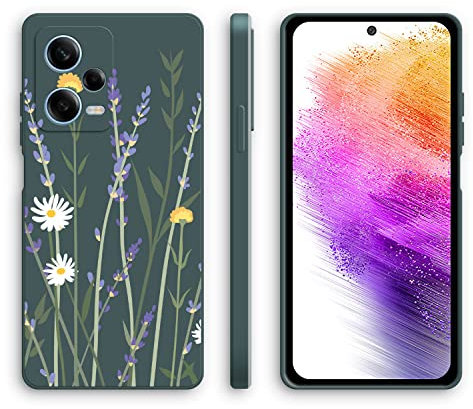 XINYEXIN Funda para Xiaomi Redmi Note 12 5G / Poco X5 5G, Funda Ultrafino de Silicona Suave a Prueba de Golpes con un Patrón Lindo, Diseño de Borde Recto Carcasa - Lavender, Green