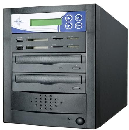 EZ DUPE 1 to 1 Multimedia CD DVD Duplicator – Flash Media (USB/SD/CF/MS) & Optical Disc Backup System – CD DVD Burner, USB SD Copier and Cloner (Media Mirror Plus)