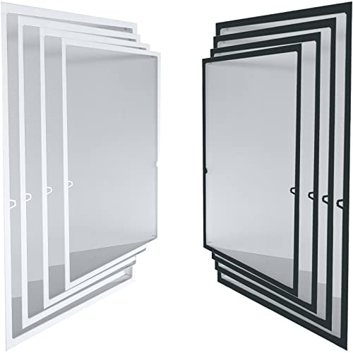 Grafner Fliegenschutzgitter für Fenster, mit Alurahmen, 110 x 130 cm, ohne Bohren oder Schrauben, individuell zuschneidbar, slim Fliegengitter Fliegenschutz Insektenschutz Moskitonetz Weiß