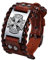 Cupimatch Wikinger Armband Herren Keltischer Knoten Armband Gotisches Kreuz Irischer Knoten Amulett Breites Manschetten Lederarmband für Männer Braun
