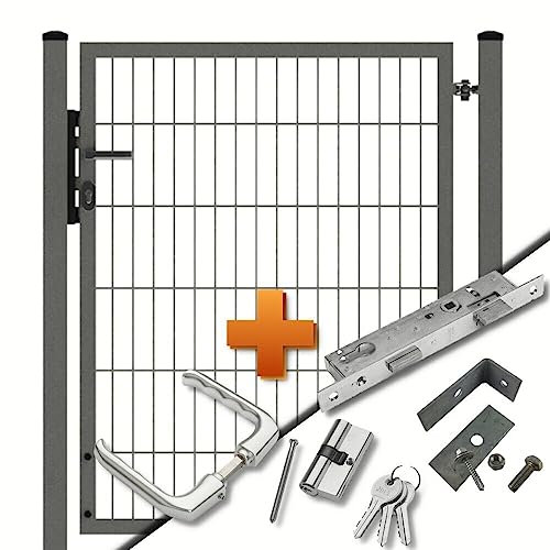 auf-mass24 Gartentor 1-FLG b=1,25m Doppelstabmattenzaun Zauntor DREI Farben Zaun Tor (RAL6005 Moosgrün, 1.43)