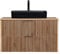 Lomadox Badezimmer Waschtisch schwarz gerillt Unterschrank 100 cm mit Aufsatzwaschbecken Keramik Waschbecken anthrazit Eiche Nb. B/H/T 100,6x70,2x46,5 cm