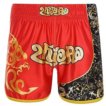 TTAO Kinder Jungen Training Fight Shorts MMA Shorts Bekleidung Käfig Muay Thai Sportshorts Kampf Grappling Martial Arts Trainingsshort Rot 134-140