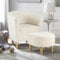 Marketero Sherpa Accent Tub Chair - Comfy Fluffy Armchair and Footstool, Single Snuggle Bucket for Lounge, Cuddle Sofa for Bedroom Living Room Reading Relaxing - White