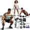 TRAINEX Gomas Elasticas Musculacion + Barra | Bandas Resistencia Alta (100 KG) Latex 100% Natural | Ejercicio en Casa Eficaz | Kit Gimnasio en Casa | Gym con Cintas Elasticas Fitness | Deporte en Casa