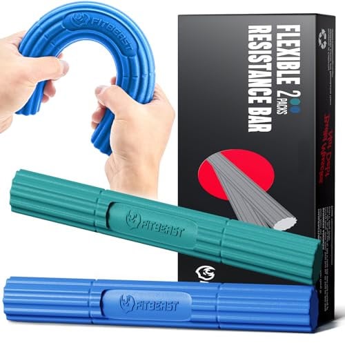 FitBeast Handtrainer Bars für Physiotherapie - Lindert Sehnenentzündungsschmerzen & Verbesserung der Griffkraft, Erholung von Verletzungen, Unterarm (2-teiliges Set - Grünblau)