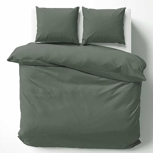 Cotton Castle Bettwäsche Bettgarnitur Bettbezug 100% Baumwolle 135x200 155x220 200x200 200x220, Farbe:Silber, Größe:200 x 220 cm
