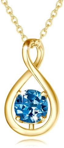 FANCIME London Blue Topaz Kette Dezember Geburtstein Halskette Damen Gelbgold Vergoldet Sterling Silber Infinity Anhänger Mütter Tag Feiner Schmuck Geschenke für Mutter