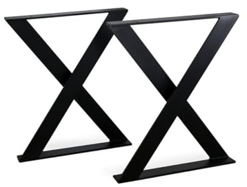 modern LOFT art Tischbeine Schwarz - Metall X-Form - 2X Tischgestell Flachstahl 60x10 mm - DIY Tischkufen für Wohnzimmertisch, Esstisch - Breite 60 cm, Höhe 72 cm