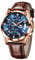 OLEVS Braun Herren Armbanduhr Lederarmband Vintage Analog Kleid Herrenuhren Chronograph Leuchtend Wasserdicht Uhr Herren mit Datum Groß Blau Zifferblatt Uhren Männer Arabische Ziffern Leicht zu Lesen