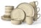 Homikit Dinner Set for 4, 16-Piece Reactive Glaze Kitchen Dinnerware Sets, Vintage Stoneware Included Plates Bowls and Mugs, Non-Scratch & Sturdy, Dishwasher & Microwave Safe, Desert Khaki