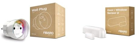 FIBARO Wall Plug/Prise Intelligente Type E, Z-Wave +, Incolore & Door/Window Sensor/Détecteur de Porte/Fenêtre Z-Wave +