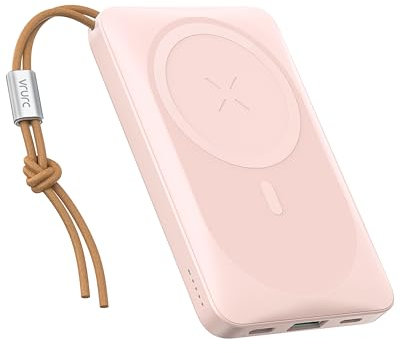 VRURC Magnetic Wireless Portable Power Bank, 10000mAh, 22.5W Fast Charging, USB Port, for Samsung Galaxy S10 Plus, iPhone XS Max, iPad Pro 13