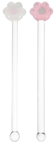 LABRIMP Cat Paw Rührstäbchen 2Er Set Glas Swizzle Stick Für Cocktails Kaffee Eistee Und Milchshakes 15.50 Cm Kreativer Rührstab Mit Anti-Rutsch Griff Für Bar Und Zuhause