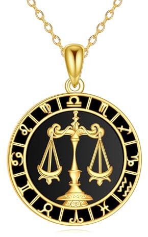 VONALA Waage Halskette 925 Sterling Silber Sternzeichen Anhänger Halsketten Runde Anhänger Personalisierte Halskette Geschenk für Frauen Männer