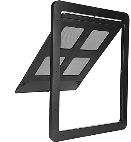 TIKATARER Dog Door For Sliding Glass Door, Cat Door Dog Door For Screen Doo Doggie Door Screen Porch Doggy Door Adult Cat Door Flap Lockable Door Insert For Sliding Door, Black (Small)