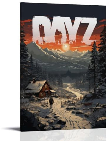 FHILTNMWC Lustiges Multiplayer-Poster DayZ Survival Vintage-Videospiel-Poster, gerahmt, Leinwand, eingebauter Holzrahmen, Zuhause, Schlafzimmer, Garage, Art-Deco, 50 x 75 cm, Rahmenstil