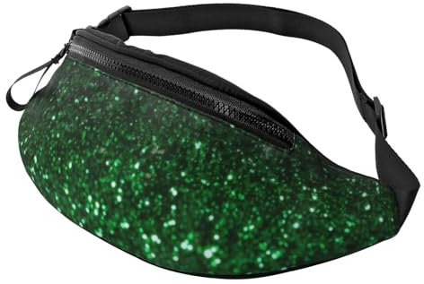 Fashion Casual Green Pailletten Sparkle Bauchtasche - Verstellbare Bauchtasche, Hüfttasche, Hüfttasche für Damen & Herren - Langlebig, Leicht, Sicherer Reißverschluss Hüfttaschen für Wandern, Reisen &